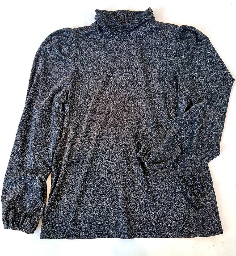 Who What Wear Shimmer Puff Sleeve Mock Turtleneck - Size Small - NWT